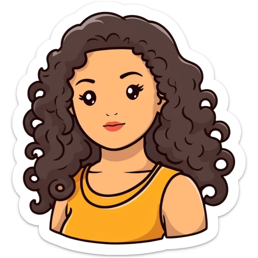 attractive Greek woman with long curly dark brown hair and light skin sticker