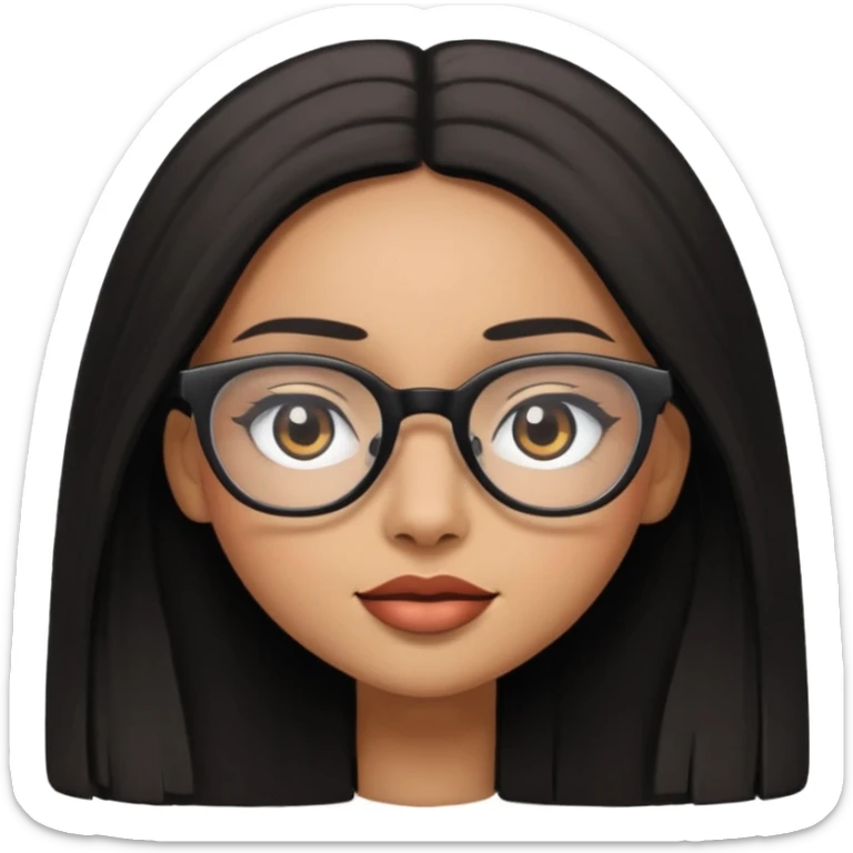 a light skinned brown girl with black straight long hair with long lashes and with glasses and is in love sticker