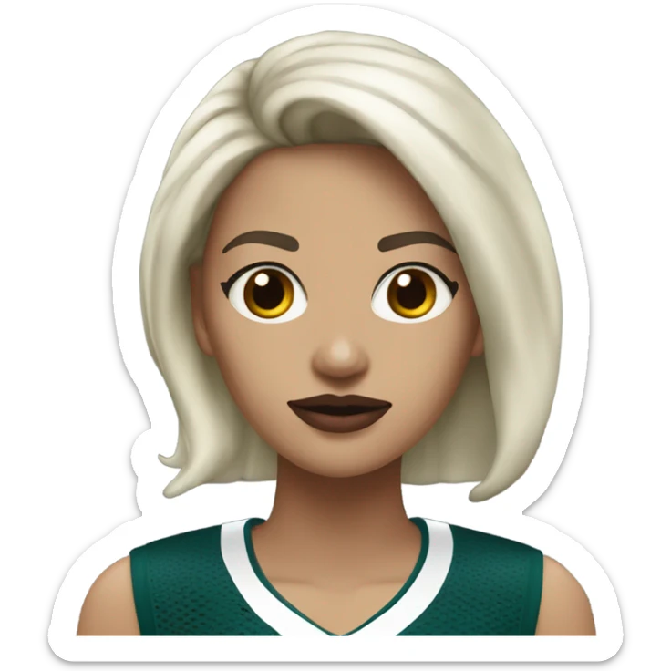  White skin female dark hair red lips wearing Philadelphia Eagles jersey sticker