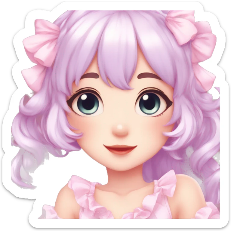 Shiny Blushing Cute Romantic Kawaii Beautiful Pastel Lolita Anime Catgirl Trending Style Cottagecore Pastelcore  full body sticker