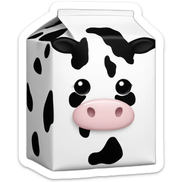 cute milk carton with black eyes with cow design black and white all over sticker