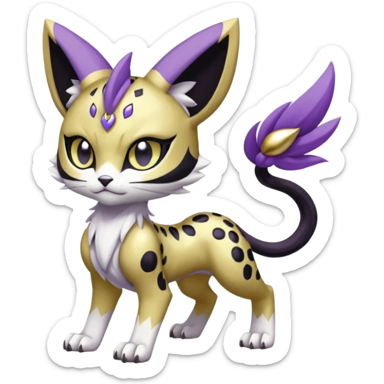 Meloetta-Meicoomon-Gatomon-Liepard-Pokémon-Digimon-Fakémon-fusion-hybrid-creature sticker