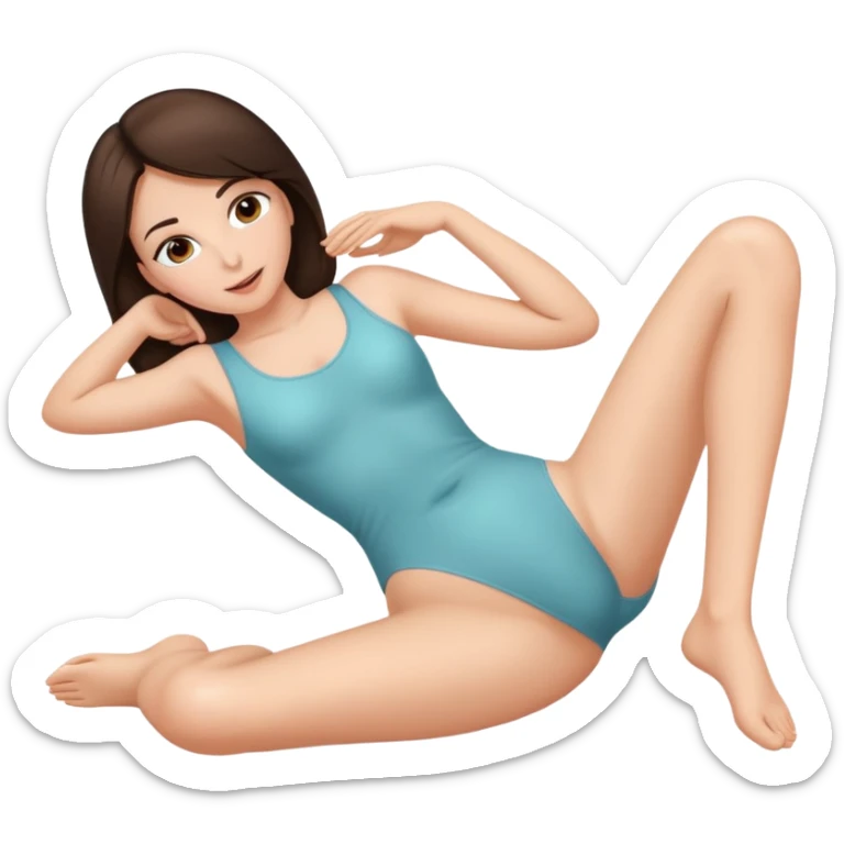 Naked brunette woman with straight hair, big ass lying on her back with her legs spread and her cunt close up  sticker