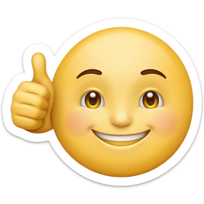 round yellow emoji, thumbs up gesture, 'we back' written across sticker
