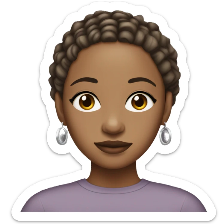 African American woman with light brown eyes, short locs with an under cut, and and silver hoop earrings  sticker