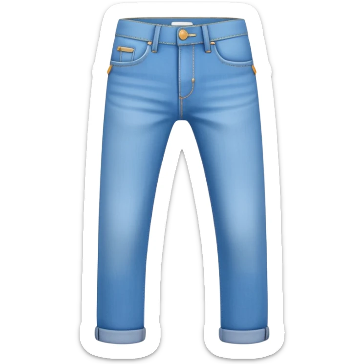 A 3D cartoon sky-blue  jeans with pockets and stitching details, casual slim fit, clean isolated background, Memoji-style. sticker