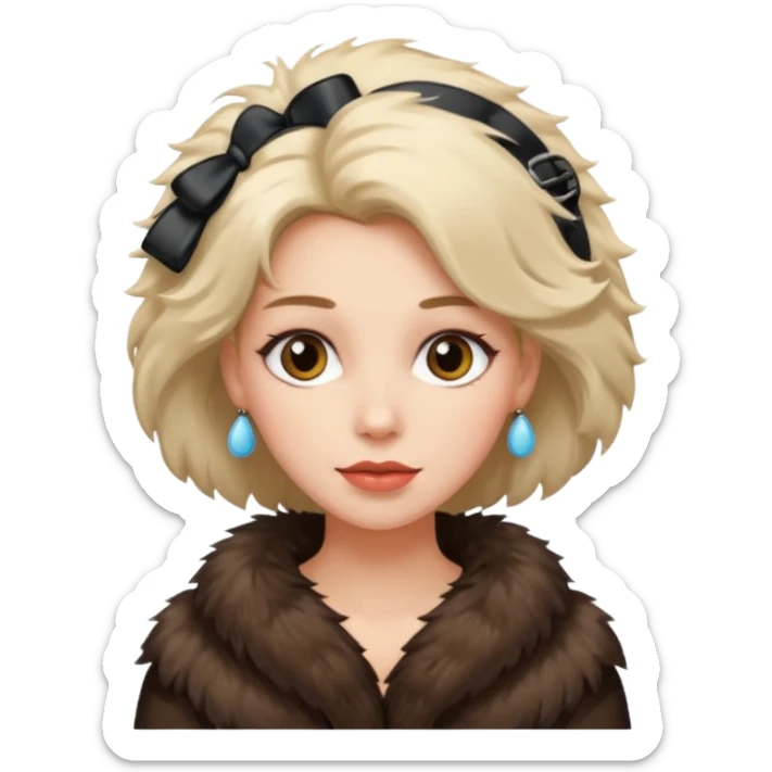 fashionist woman with fur hair clip sticker