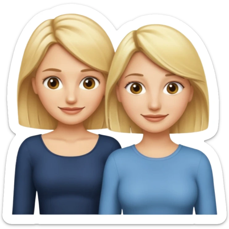 i want an emoji with 2 longue hair blonde girls like the movie "the holiday" They are not touching each other. One is Cameron Diaz, the tother Kate Winslet. They are same height. sticker