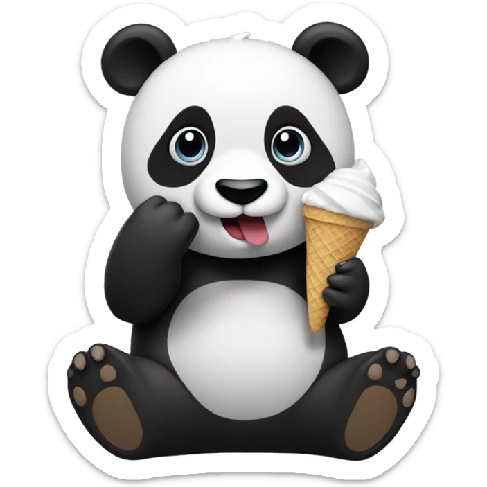 Panda eating ice cream sticker