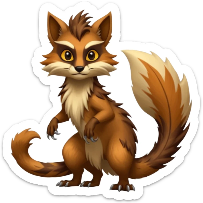 Cool badass furry fantasy-Vernid-creature by LiLaiRa with a long tufted tail (full body) sticker