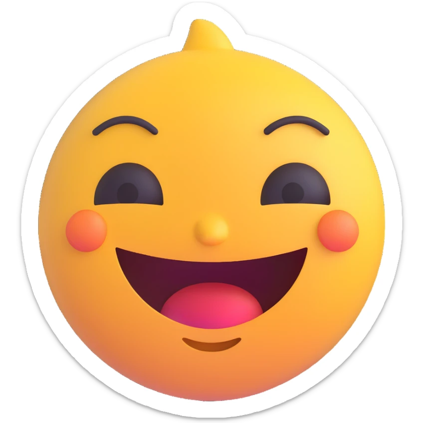emoji with a cheerful mouth but downcast, sorrowful eyes, pretending to be happy sticker