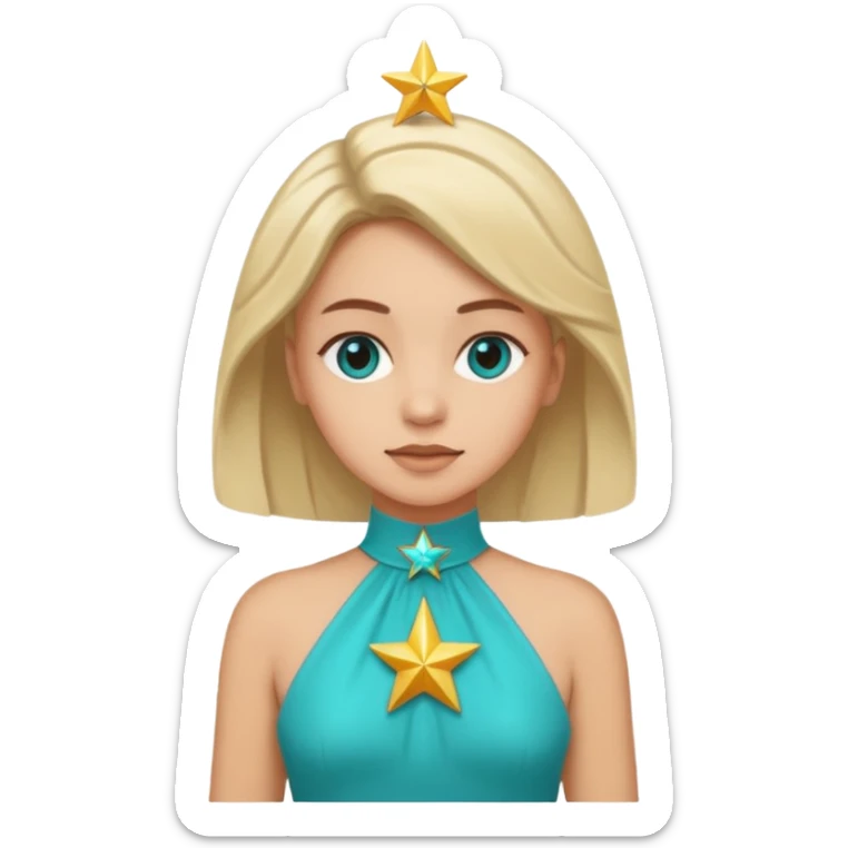 star wearing a turquoise dress shaped into a real star not a person sticker