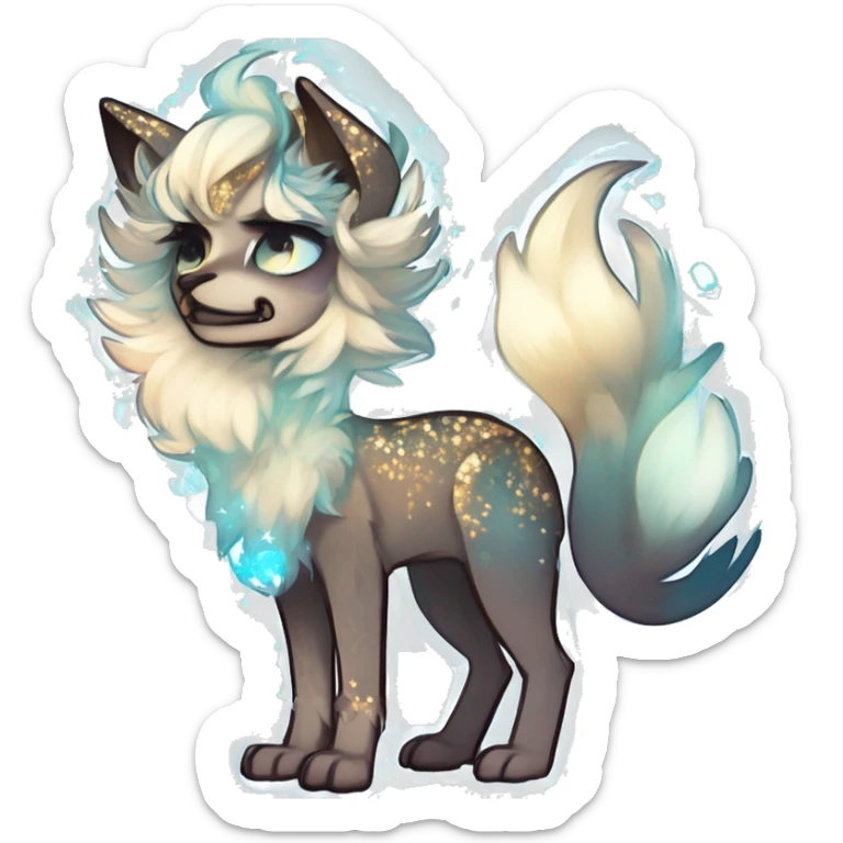 Cool cute Kawaii edgy ethereal futuristic modern epic fantasy animal sparkle fursona Fionbri creature by griffsnuff & LiLaiRa & Falvie full body sticker