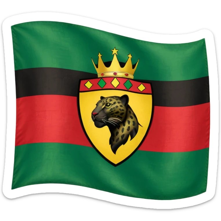 Soulaani black green yellow and red heritage flag with African panther crest in the middle  sticker