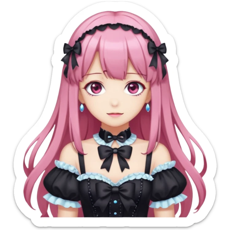 Shiny pastel sparkly glittery Lolita chic beautiful gorgeous elegant cute mature gothic Rias Gremory anime style art sticker