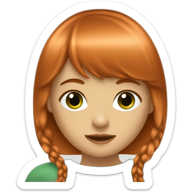 a girl with copper hair and green eyes with bang sticker