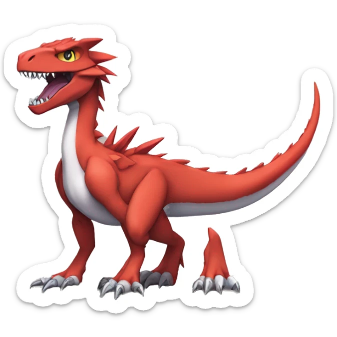  Cool Edgy Digimon-Fakemon-Guilmon-Velociraptor-Dragon full body sticker