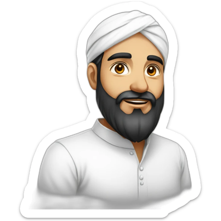 Indian Hyderabadi Muslim men with black beard and namaz white cap and wearing Pathani suit sticker