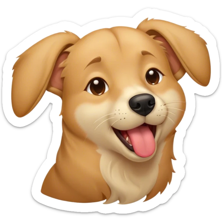 Cinematic Cute Yawning Domestic Dog Portrait Emoji, Head tilted slightly with a dramatic, wide-open yawn, showcasing a plush, inviting coat with gently drooping ears and half-closed, drowsy eyes, Simplified yet irresistibly adorable features, highly detailed, glowing with a soft, cozy glow, high shine, relaxed yet expressive, stylized with a dash of playful whimsy, soft glowing outline, capturing the essence of a sleepy yet affectionate dog that seems ready to stretch out for a nap! sticker