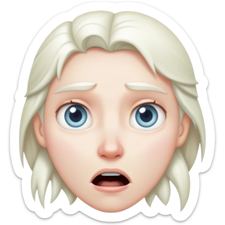 Blank stare, mouth slightly open, frozen in a moment of mental malfunction. sticker