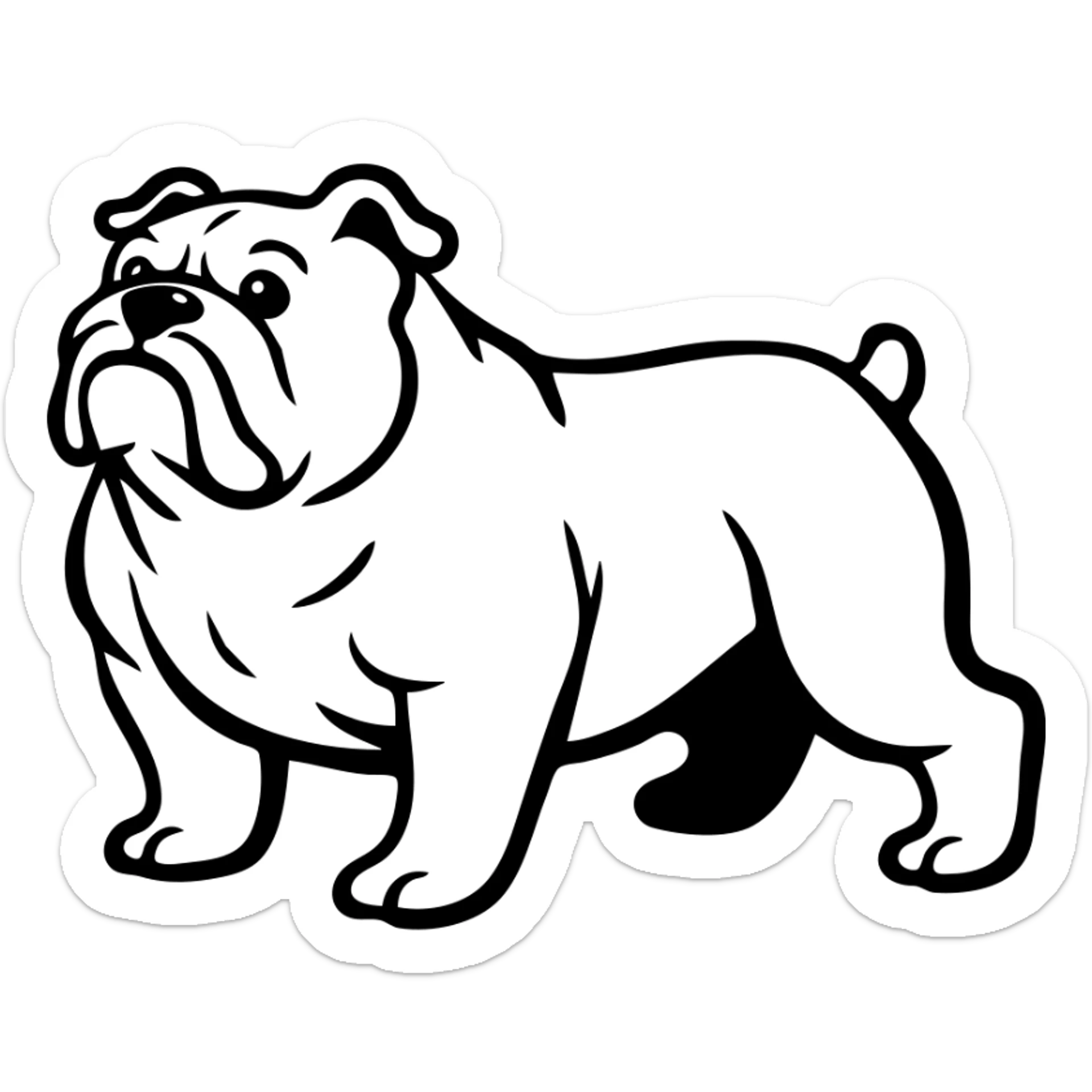full body bulldog standing, muscular stocky build, short legs sticker