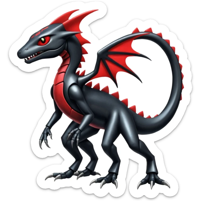 Shiny Gothic Edgy epic Salandit-Genesect-Koraidon-Fakémon-hybrid-creature (full body)  sticker
