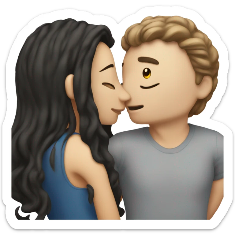 man with dark hair white skin kissing woman with dark hair white skin  sticker