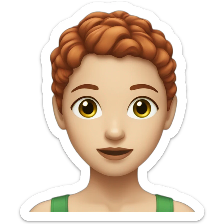 girl with light skin and short dark red hair and green eyes  sticker