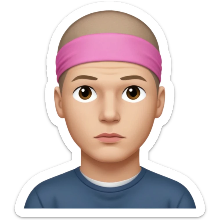 Micheal scofield looks to the side with his lips pursed with a pink ribbon on his head sticker
