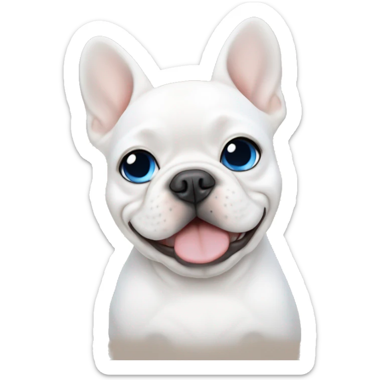 Princess blonde with blue eyes and white French bulldog and white British shorthair sticker