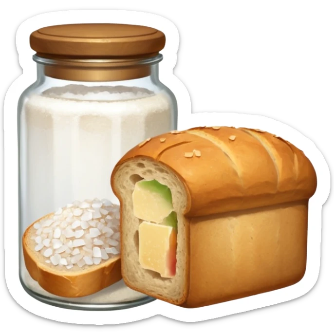 a one victorian bottle of salt and a loaf of bread sticker
