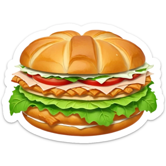 Croissant chicken and Cesar salad sandwich emoji. One layer of chicken and one layer of Cesar lettuce that’s it  sticker