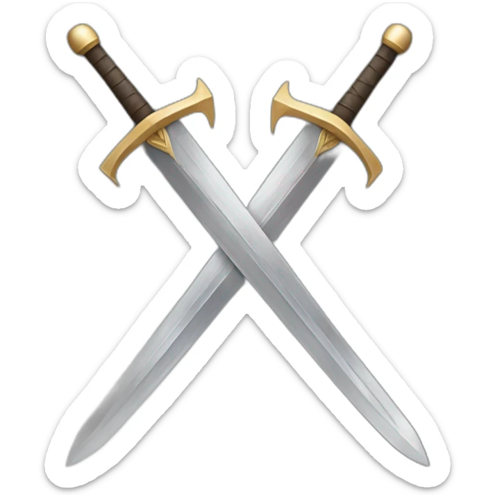 "Design detailed swords crossed in battle, on a historic battlefield." sticker