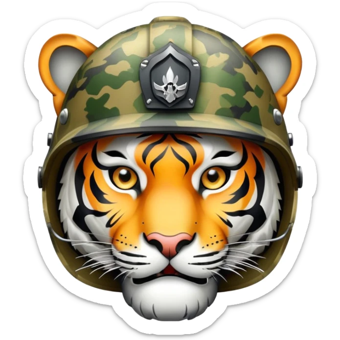 military tiger face with helmet and camo for Twitch emote sticker