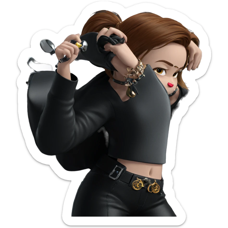 girl with motorcycle jewelry sticker