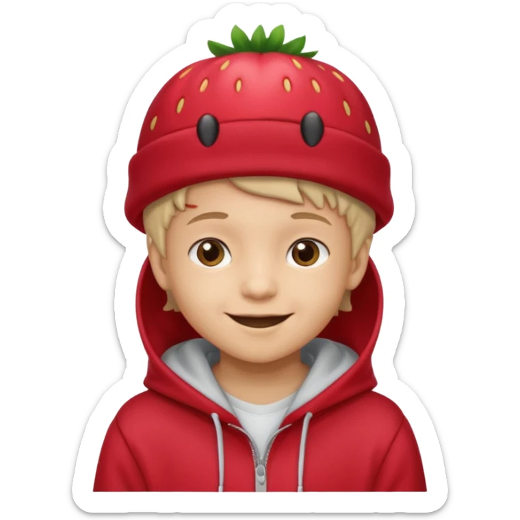 Kids in Fruit Clothes 
A kid wearing hoodies and strawberry hat




































 sticker