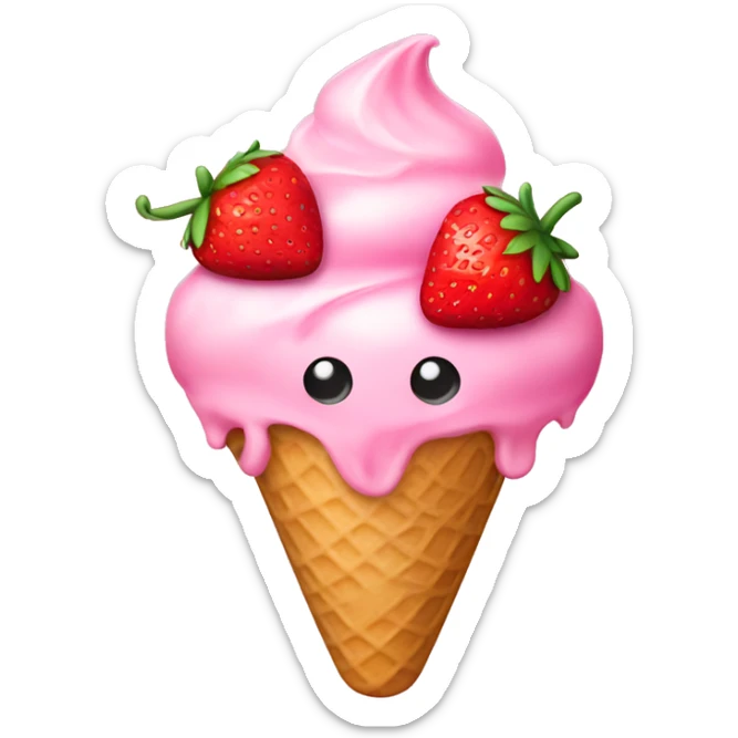 Ice cream strawberry sticker