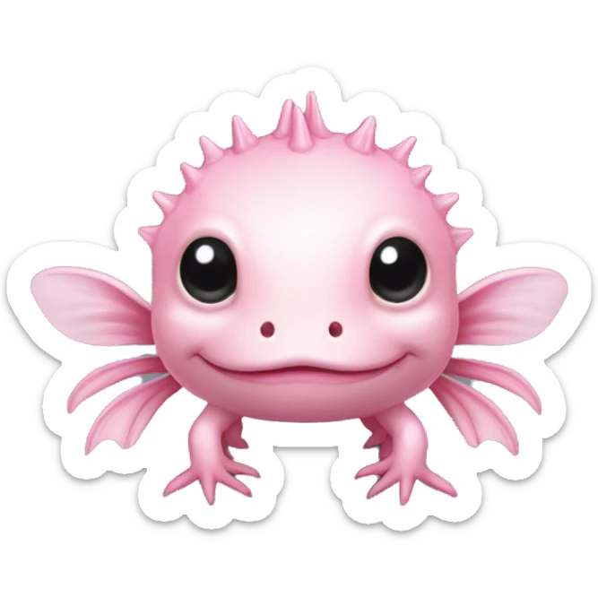 Cute Head of a pink Axolotl whid no mouth and long black skiny legs sticker