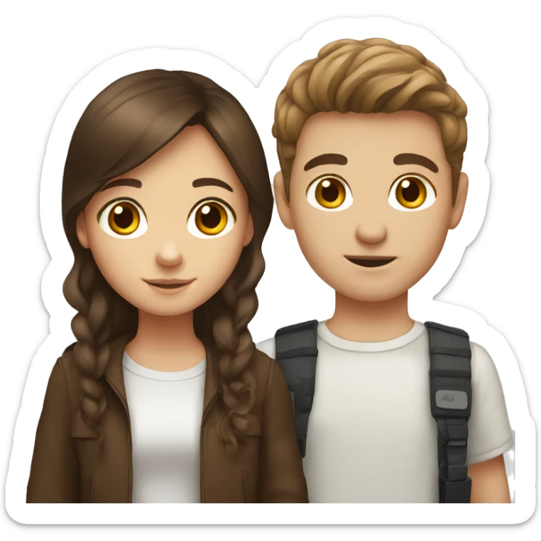 brown hair german girl and brown hair white south african boy  sticker