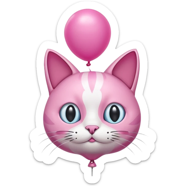 Make a pink cat with a balloon head, no the head is a balloon with the details of the cat head on the balloon head, make the body visible enough to where it’s big enough to be roughly the size of a cat body sticker
