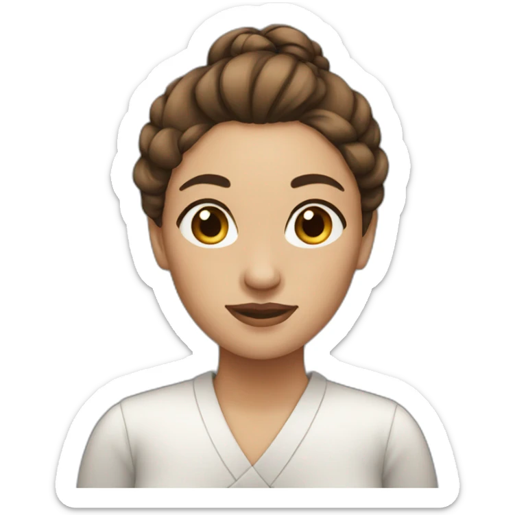 women, long brown hair in a bun sticker