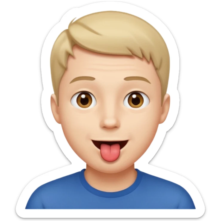 un homme de face qui tire la langue et a les yeux vers le ciel, cheveux courts sticker
