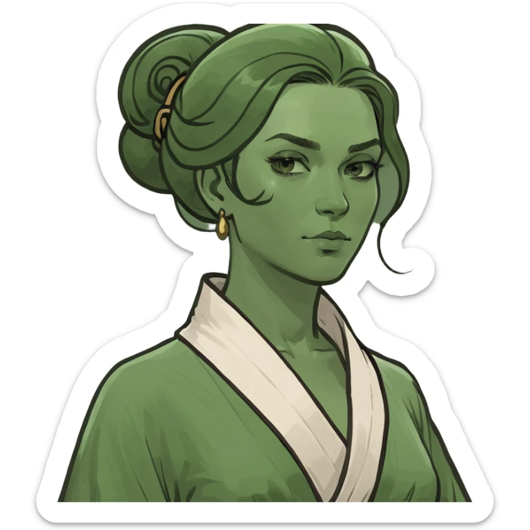 emoji of a buxom Jerusalem woman in historical attire, robe, belt, hair uncovered, no headscarf or religious symbols sticker