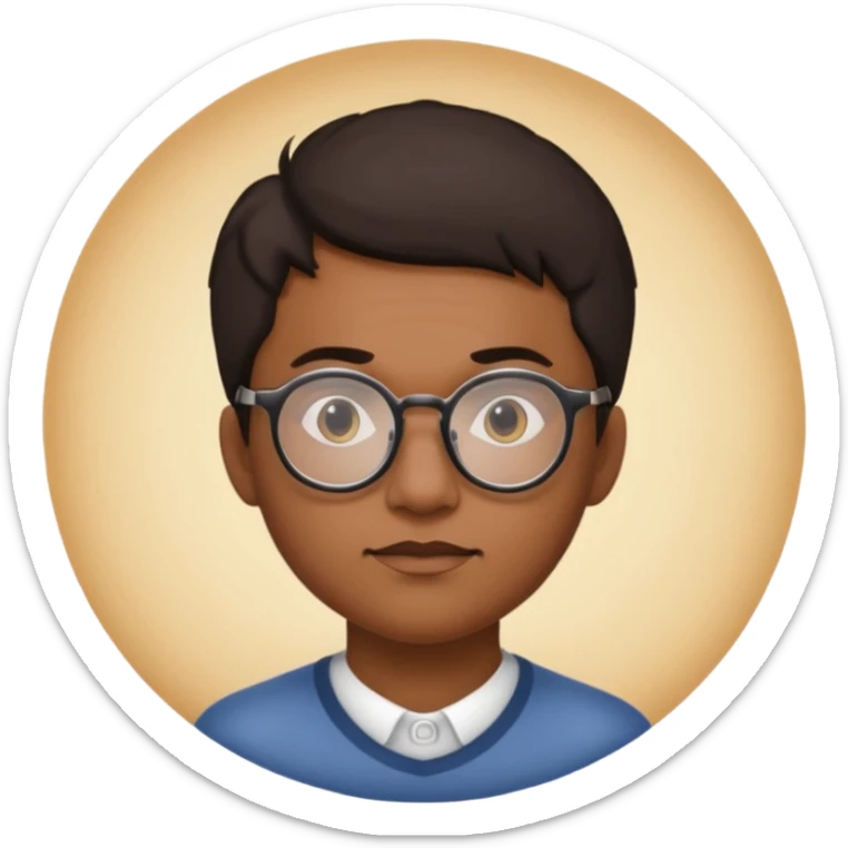 une personne de face avec des detail et des accessoirs/lunettes dans un rond  sticker