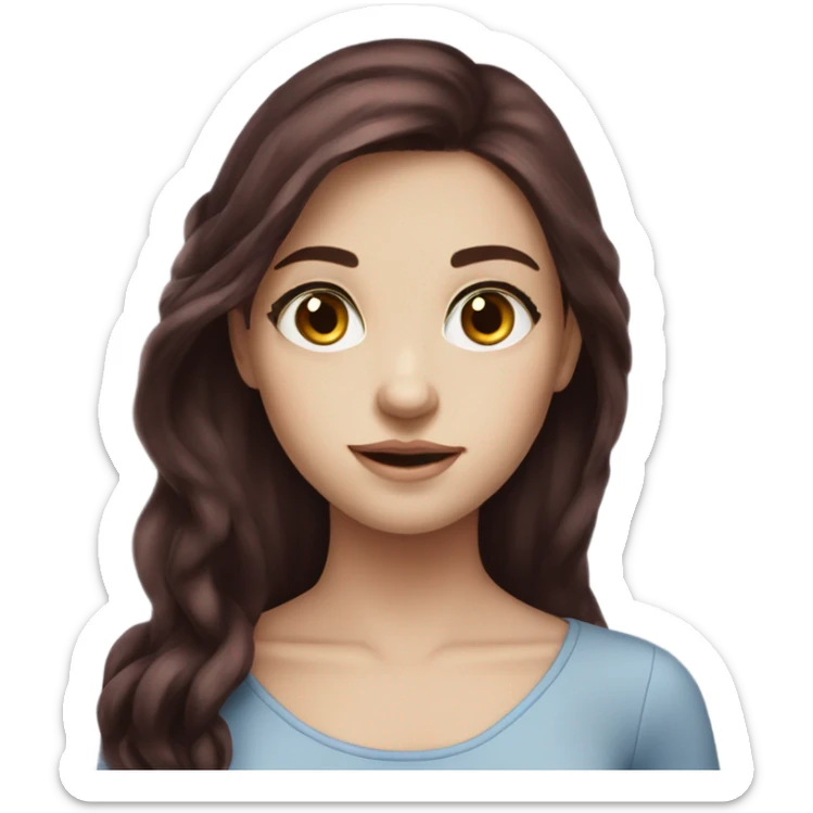 Beautiful girl, dark red hair，long hair, blue eyes sticker