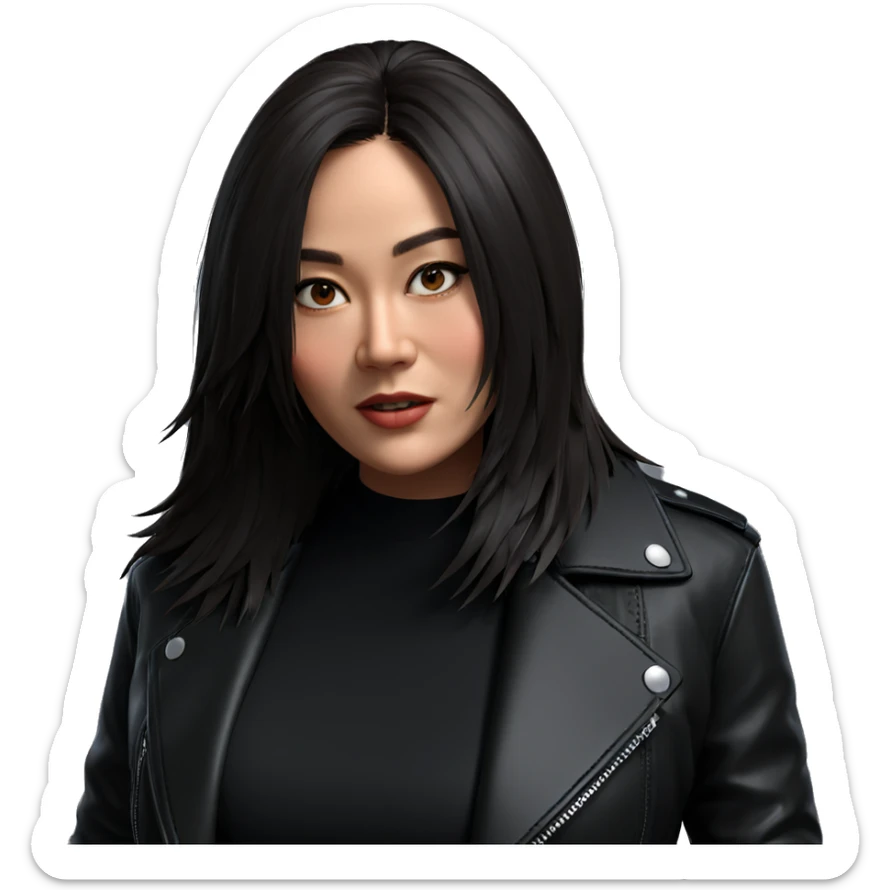 cool girl in leather jacket sticker