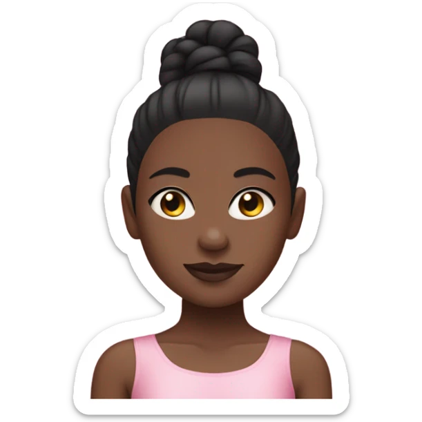 black girl with a black slick bun and a pink leotard with a pink tutu  sticker