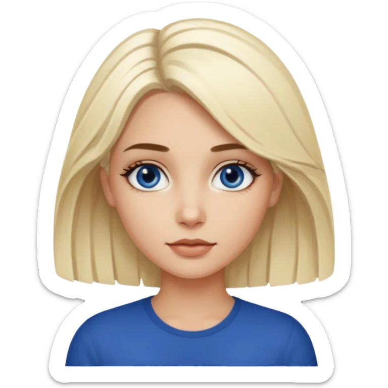 white blonde girl with grown out dark roots and dark blue eyes that's not really tan but not pale sticker