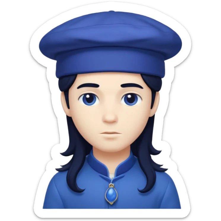 pale blueberry prince handsome with long black hair blueberry hat and clothes sticker