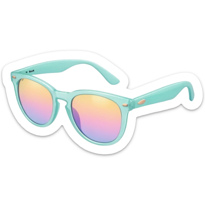 A colorful pair of Pastel sunglasses (aesthetic, loose object, apparel), seen from the side, 3/4 angle sticker